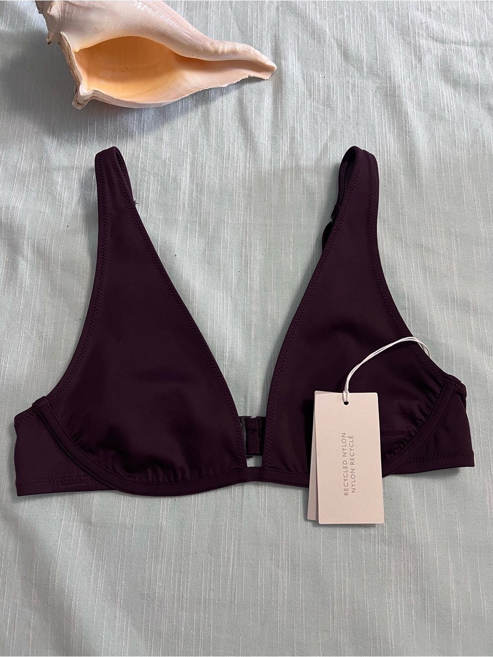 COS Scuba Bikini Top Triangle in Deep Plum 34B Swim